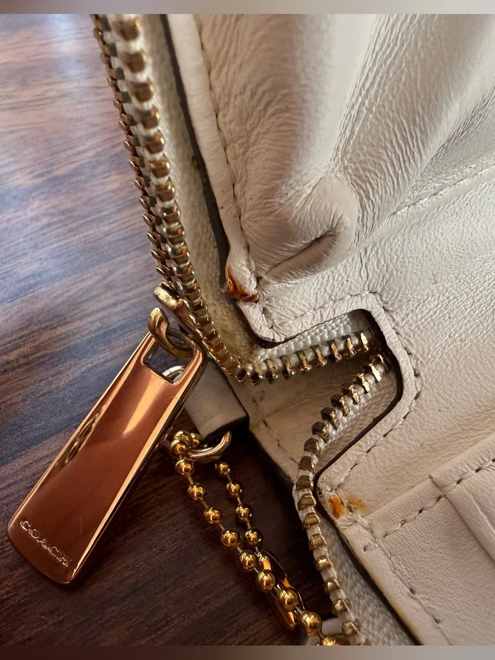 Coach White Python Embossed Leather Zip Around Wallet Gold Hardware - Picture 10 of 14